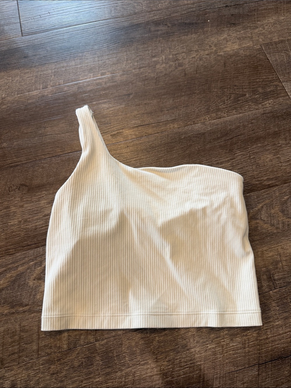 lululemon athletica White Ribbed One-Shoulder Sports Crop